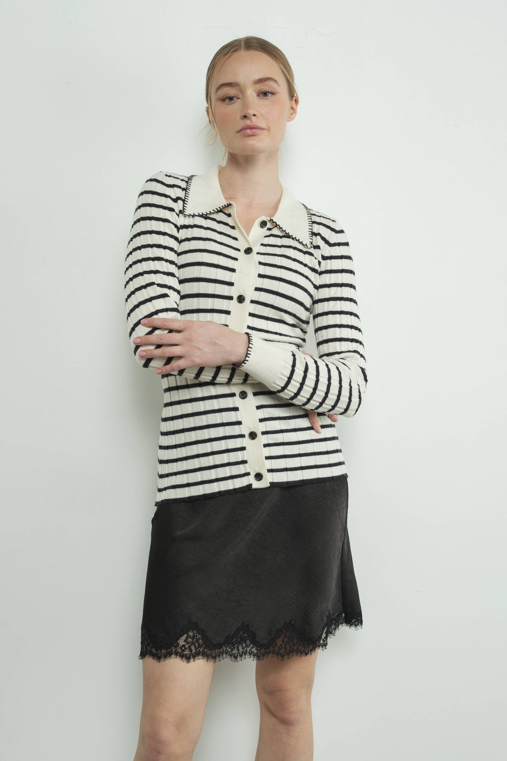Stripe Collar Cardigan