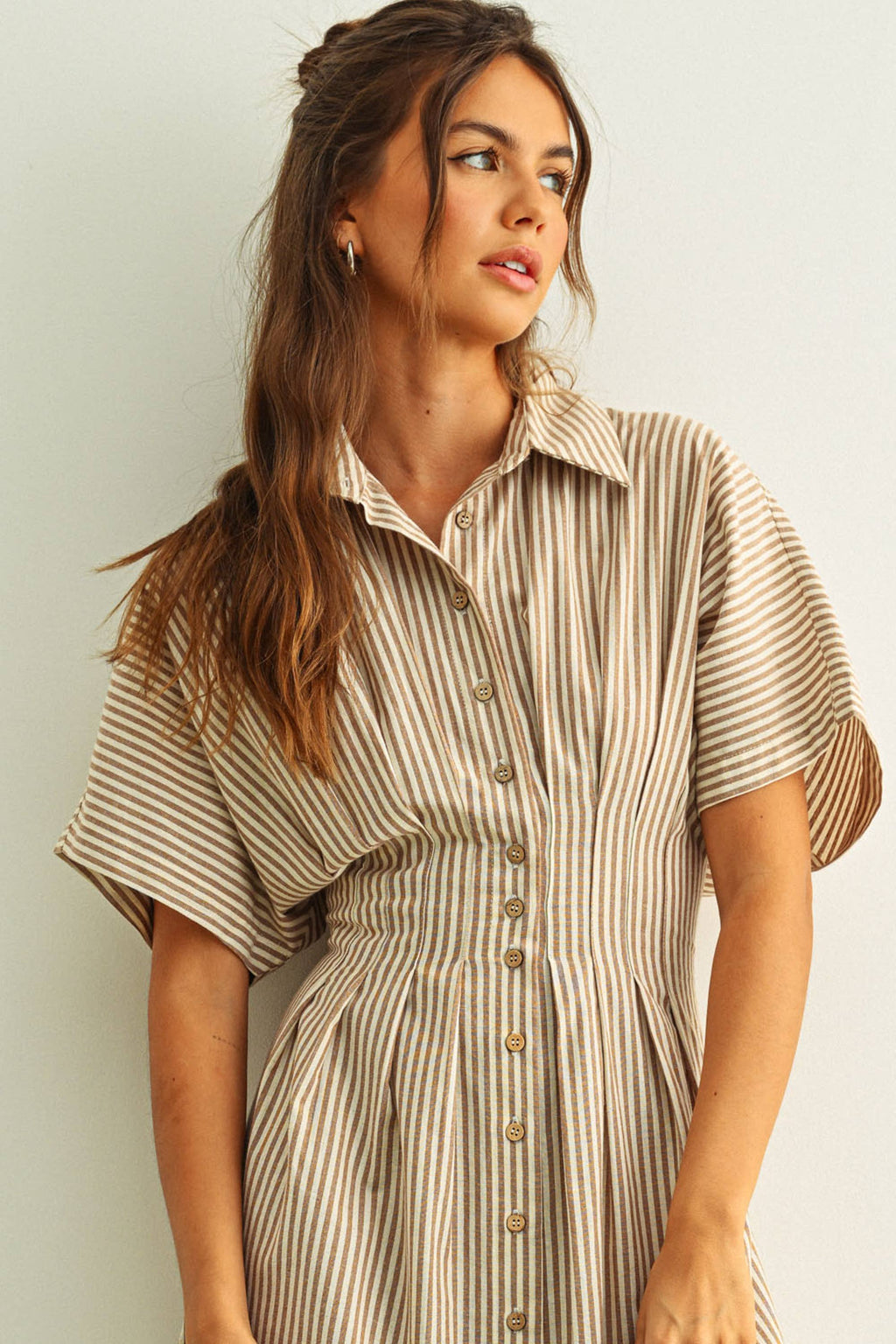 Striped Button Shirt Dress