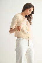 Knit Cardigan with Chiffon Bow