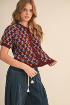 Floral Short Sleeve Cardigan
