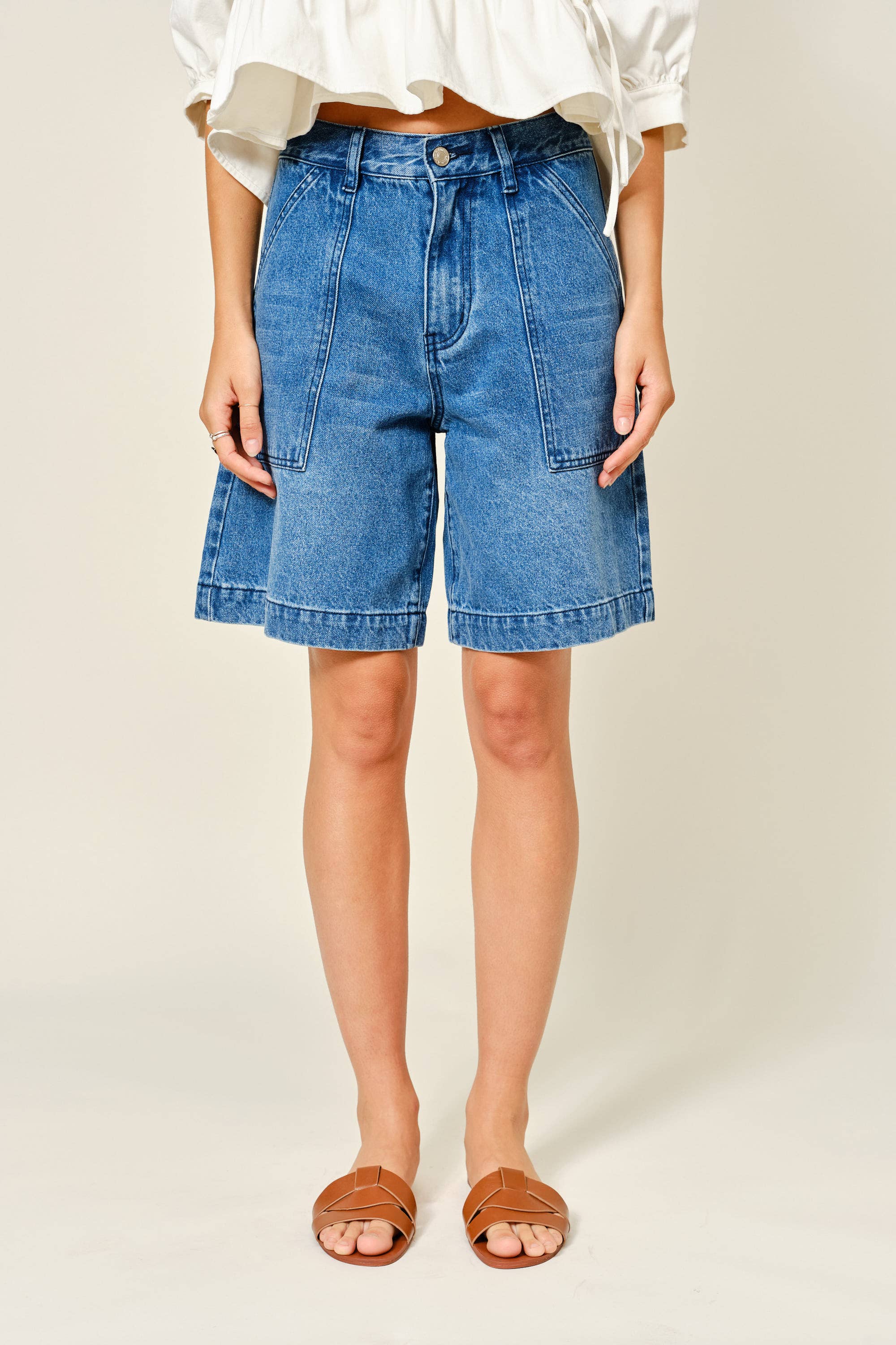 POCKET A LINE BERMUDA SHORTS