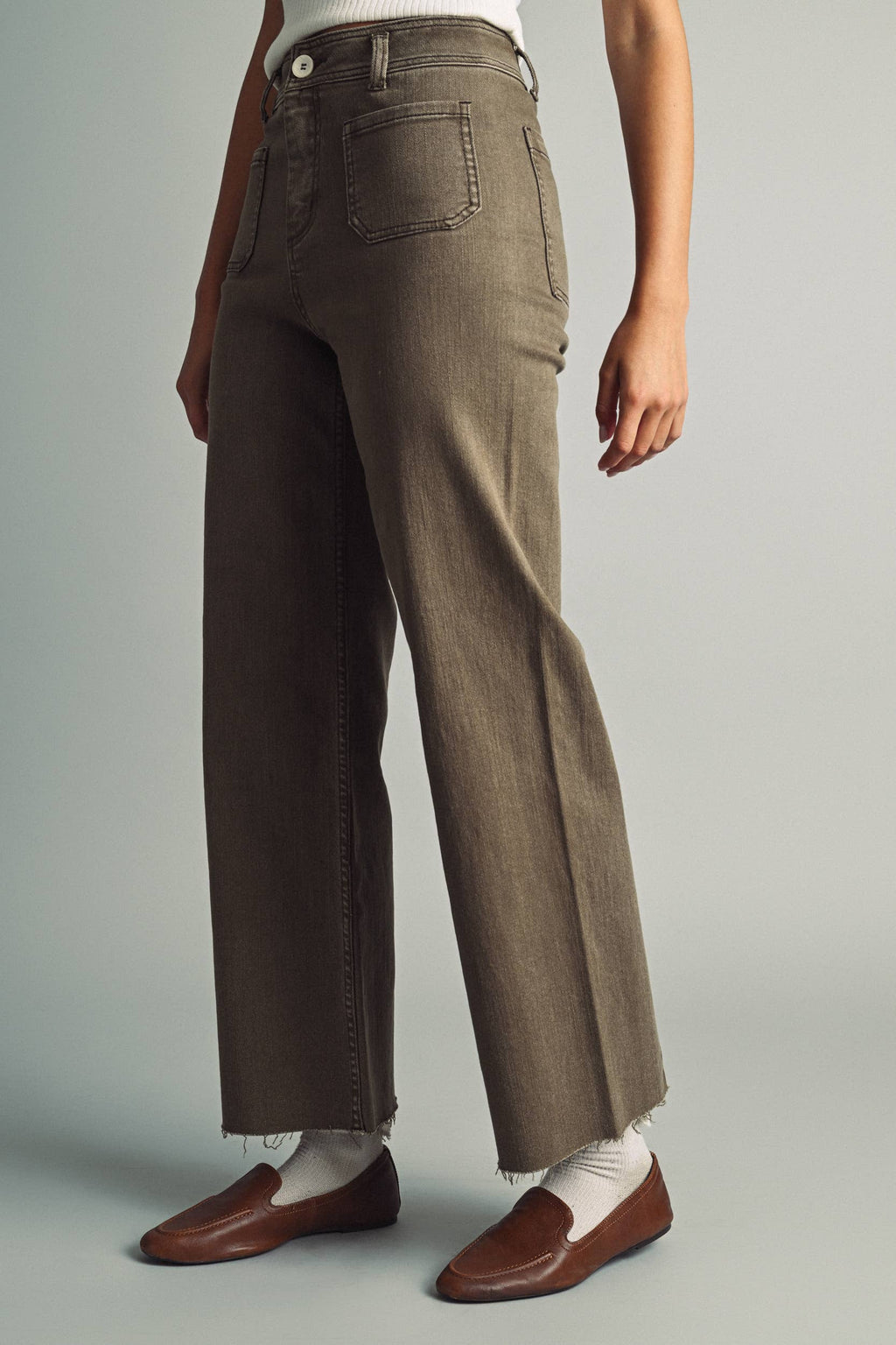 STRAIGHT WIDE LEG PANTS WITH FRONT POCKET