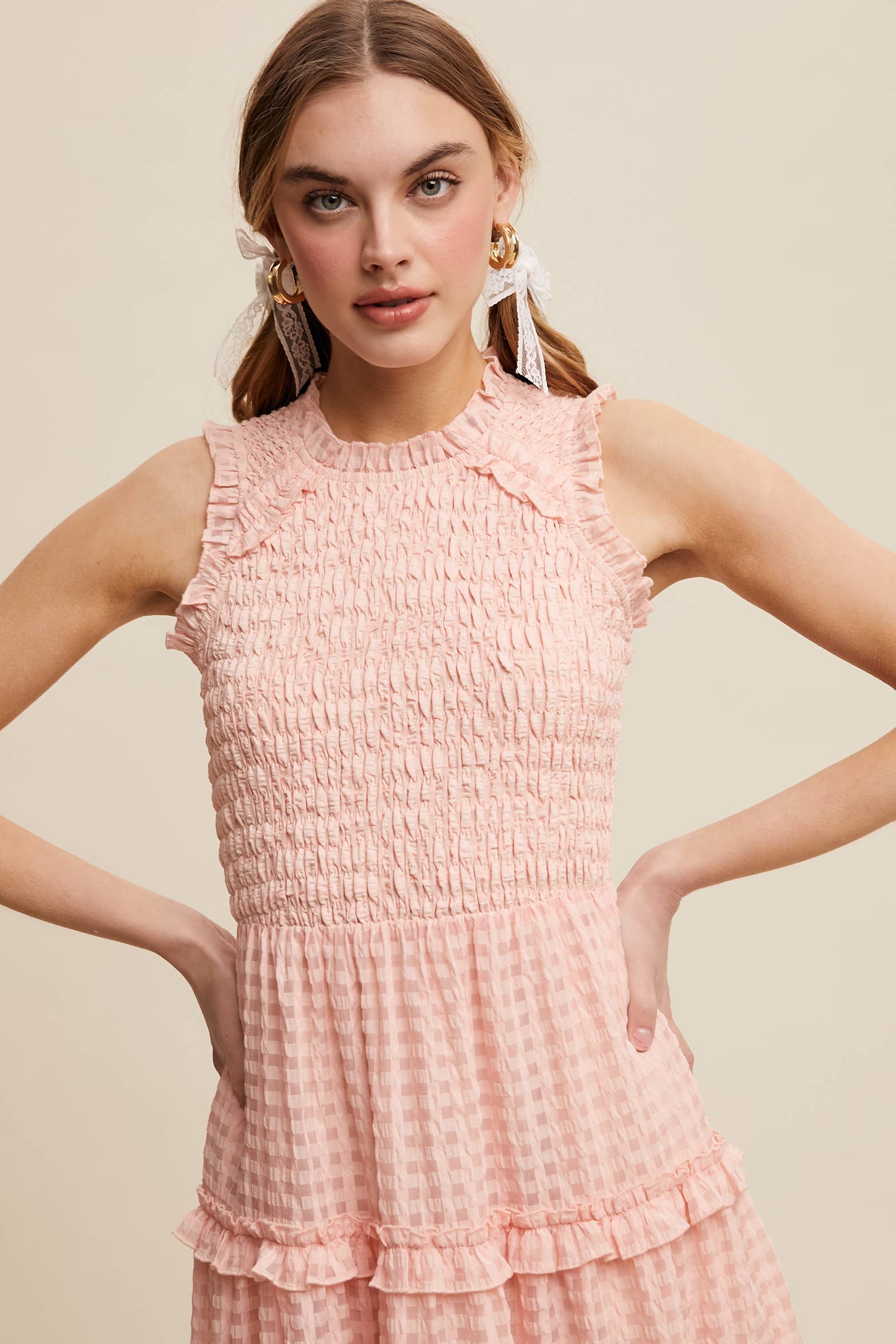 Sleeveless Gingham Dress