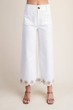 Colette Scallop-Hem Wide-Leg Pants