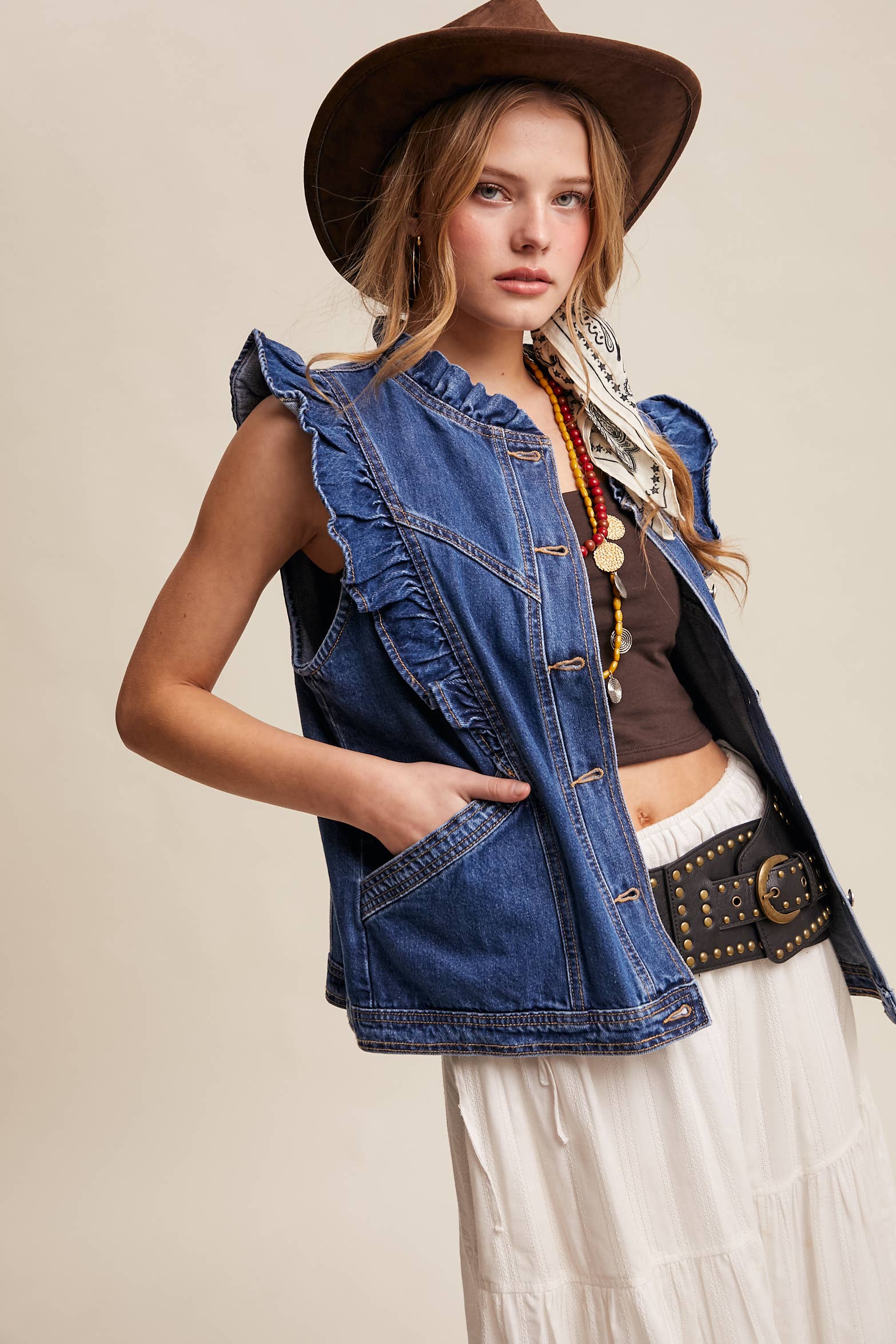 Ruffle Trim Vest