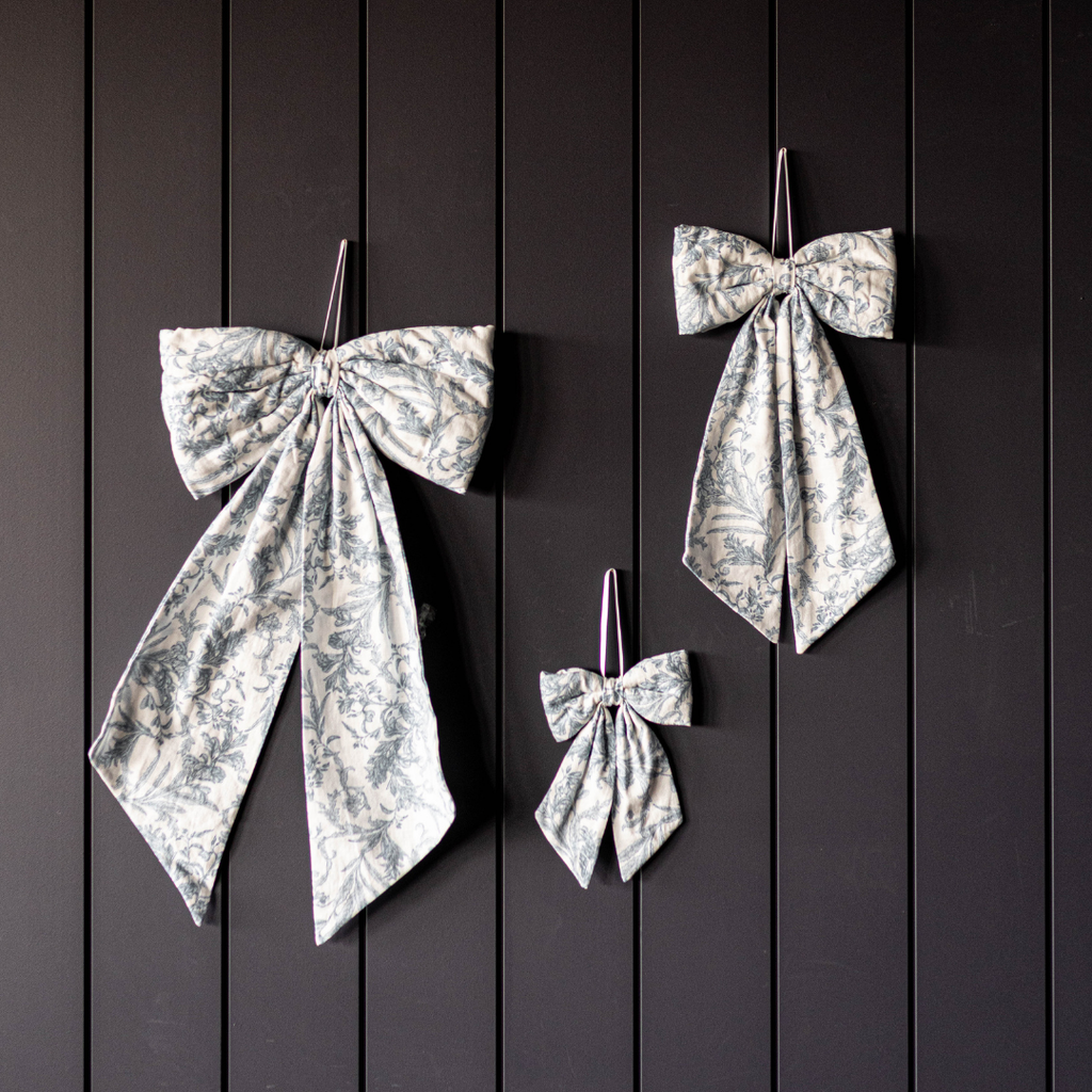 Bows Star Toile Baby Blue Fabric