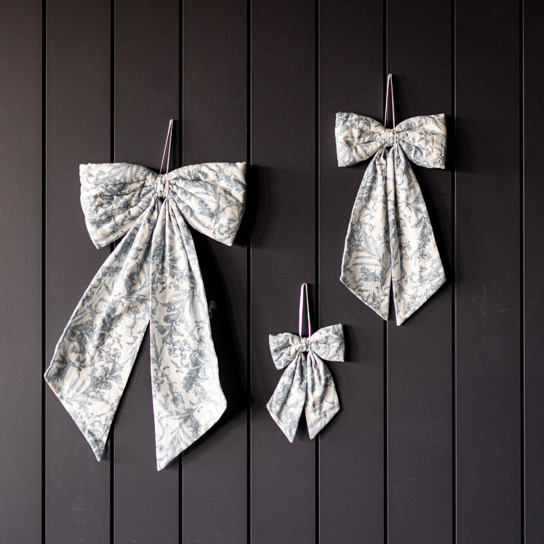Bows Star Toile Baby Blue Fabric