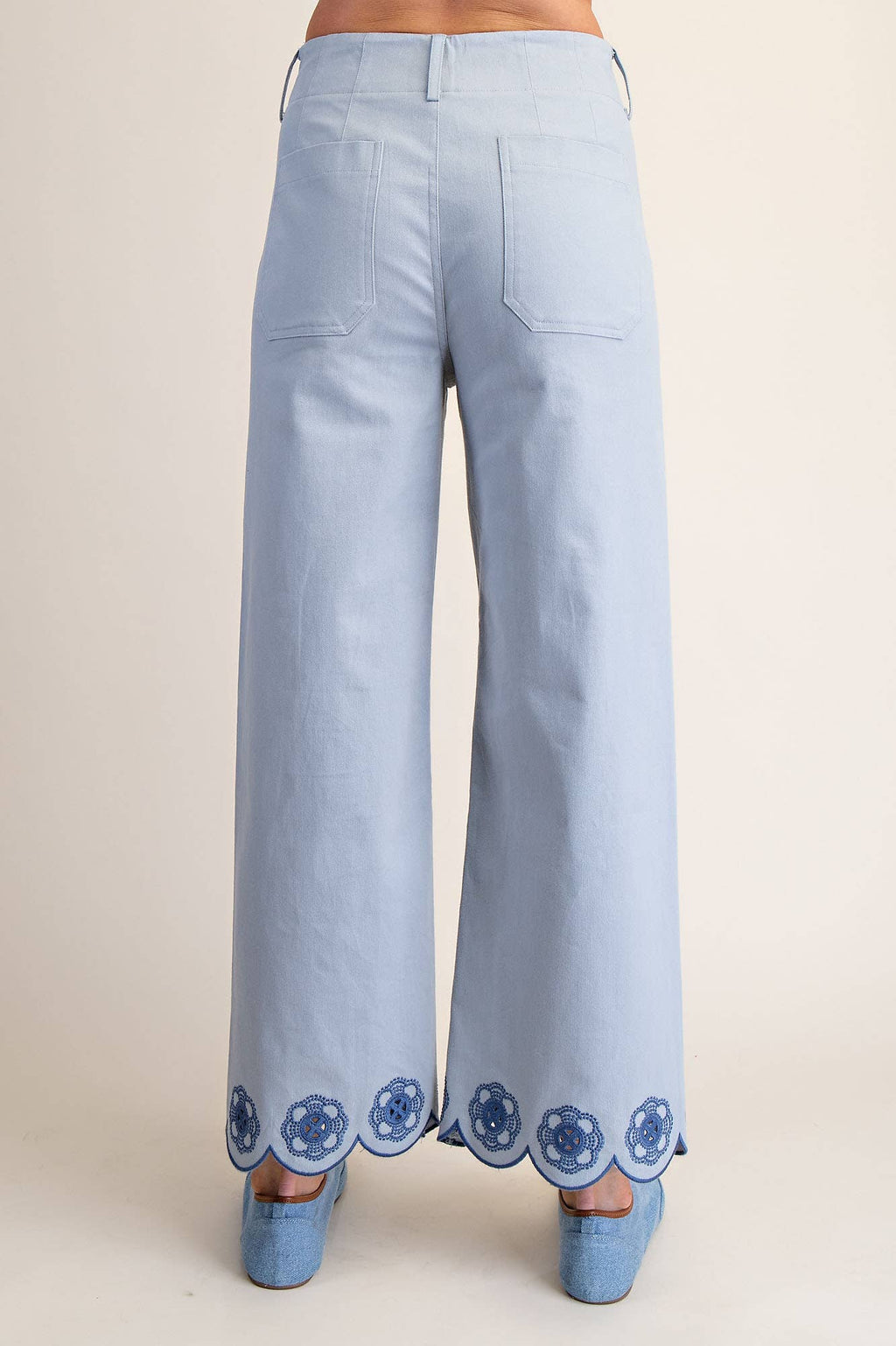 Colette Scallop-Hem Wide-Leg Pants