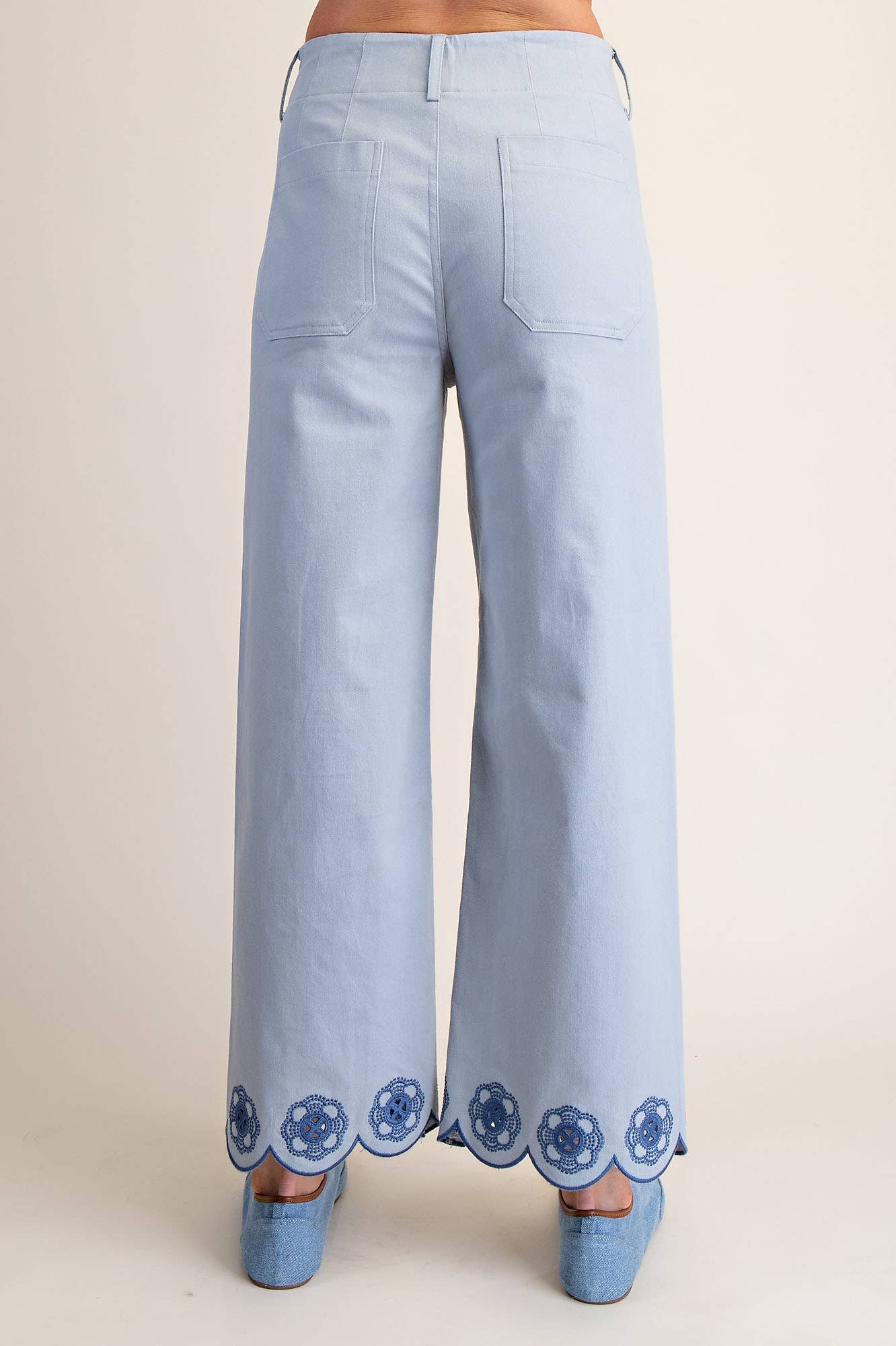 Colette Scallop-Hem Wide-Leg Pants