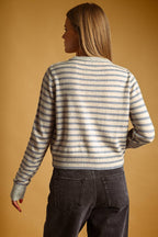 STRIPED PATTERN BUTTON FRONT CARDIGAN