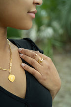 18K Gold Heart Paperclip Pendant Necklace