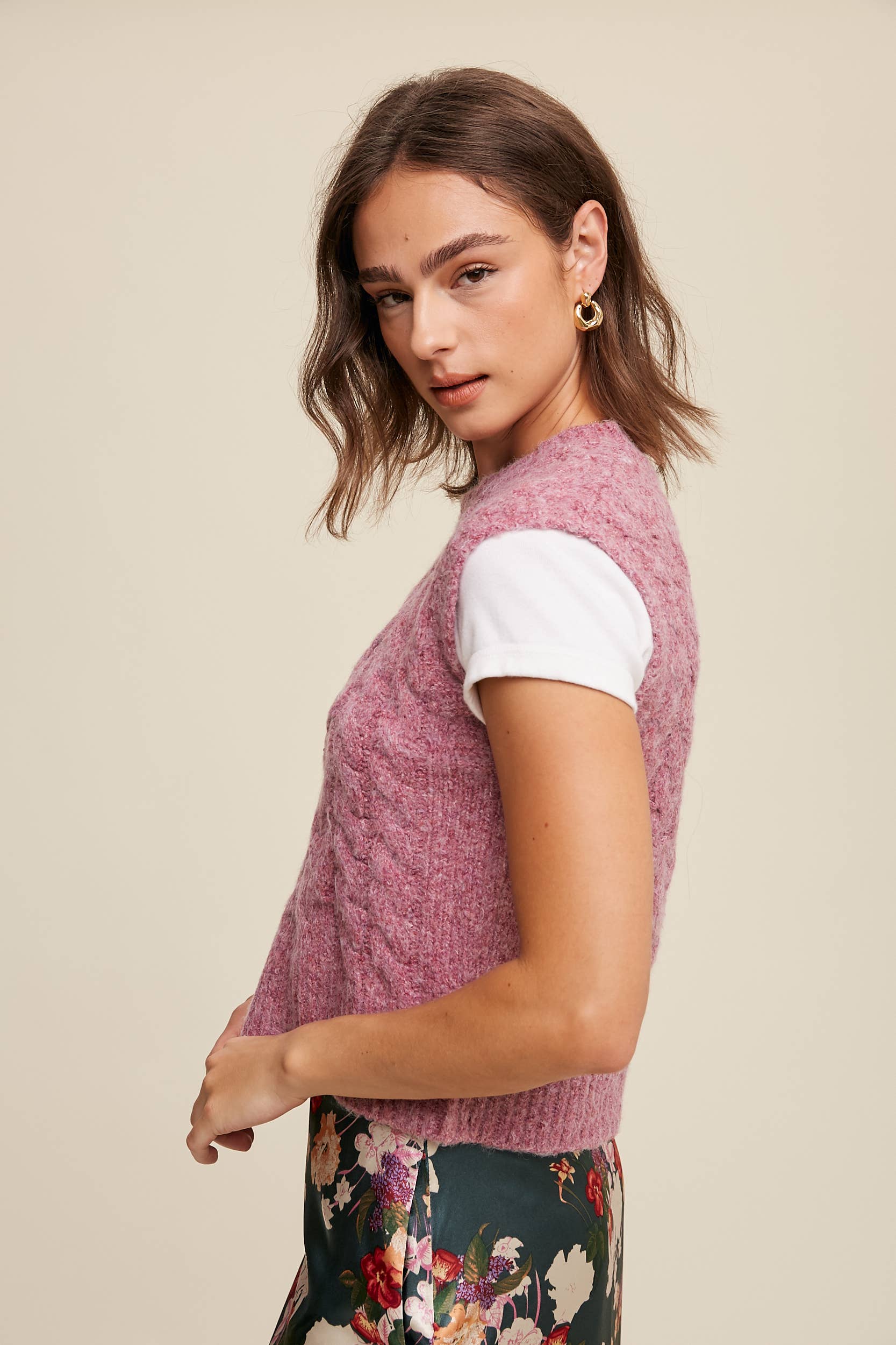 Cable Knit Sweater Vest