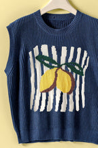 Lemon Graphic Knit Vest Citrus Print