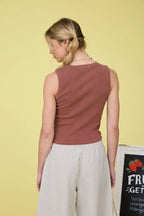 Ribbed Knit Button Down Tank