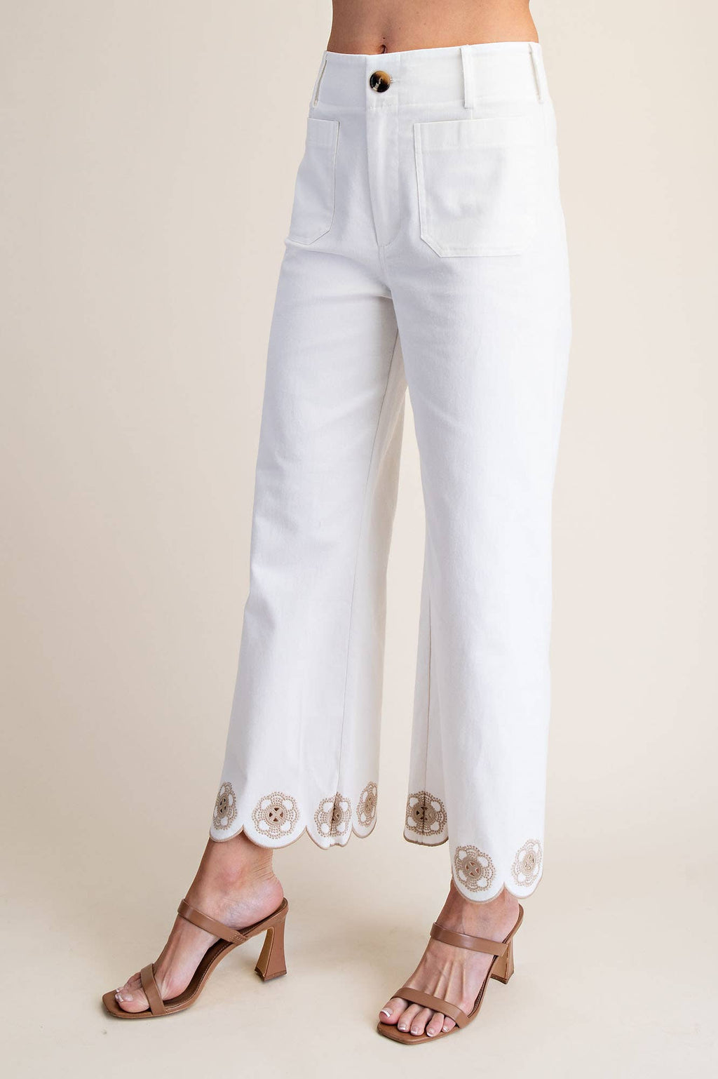 Colette Scallop-Hem Wide-Leg Pants