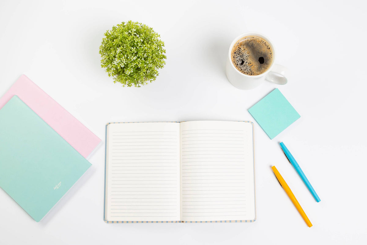 Cream and Blue Striped Hardcover Notebook