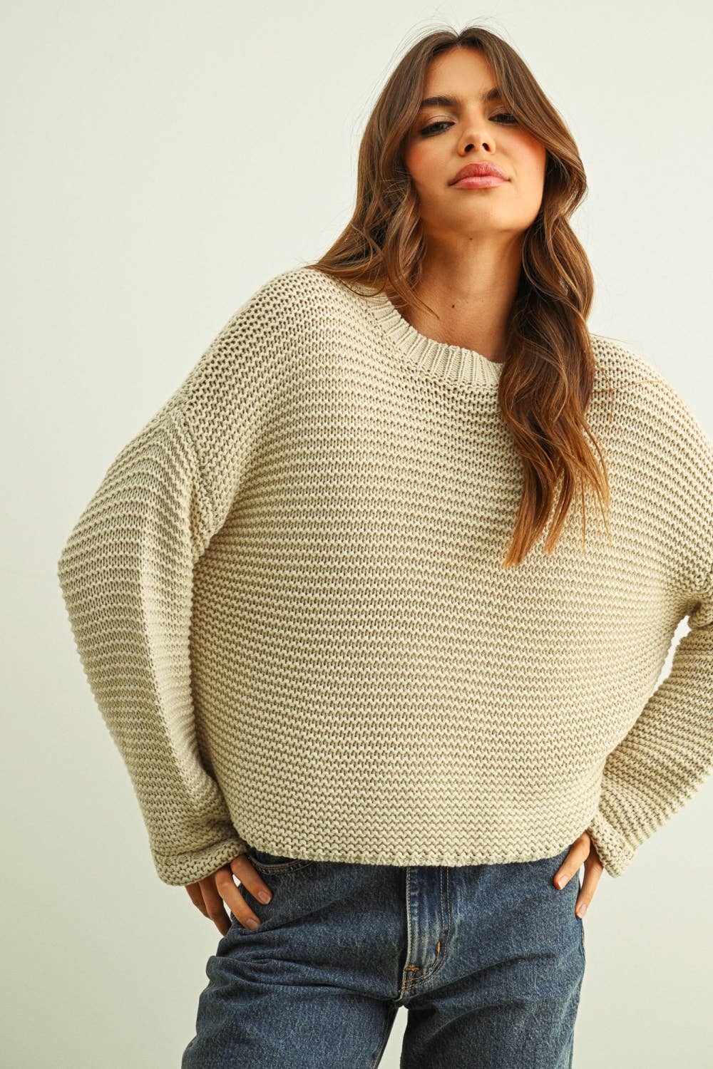 Round Neck Sweater Knitted Top