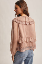 Lace Collar Ruffle Blouse