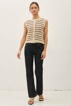WAFFLE SWEATER VEST WITH POCKES
