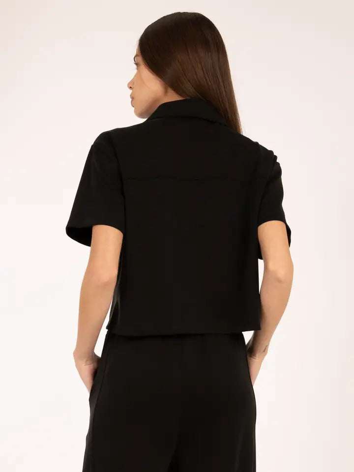 Tie-Front Collared V Neck Lounge Set