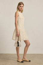 Lace Mini Dress with Faux Button Detail