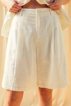 COTTON LINEN BERMUDA SHORTS