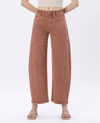 HIGH RISE COPPER COLOR TWIST BARREL JEANS