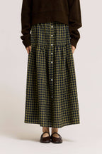 FRONT BUTTON CHECK SKIRT