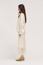 HIDDEN PLACKET SATIN SHIRT