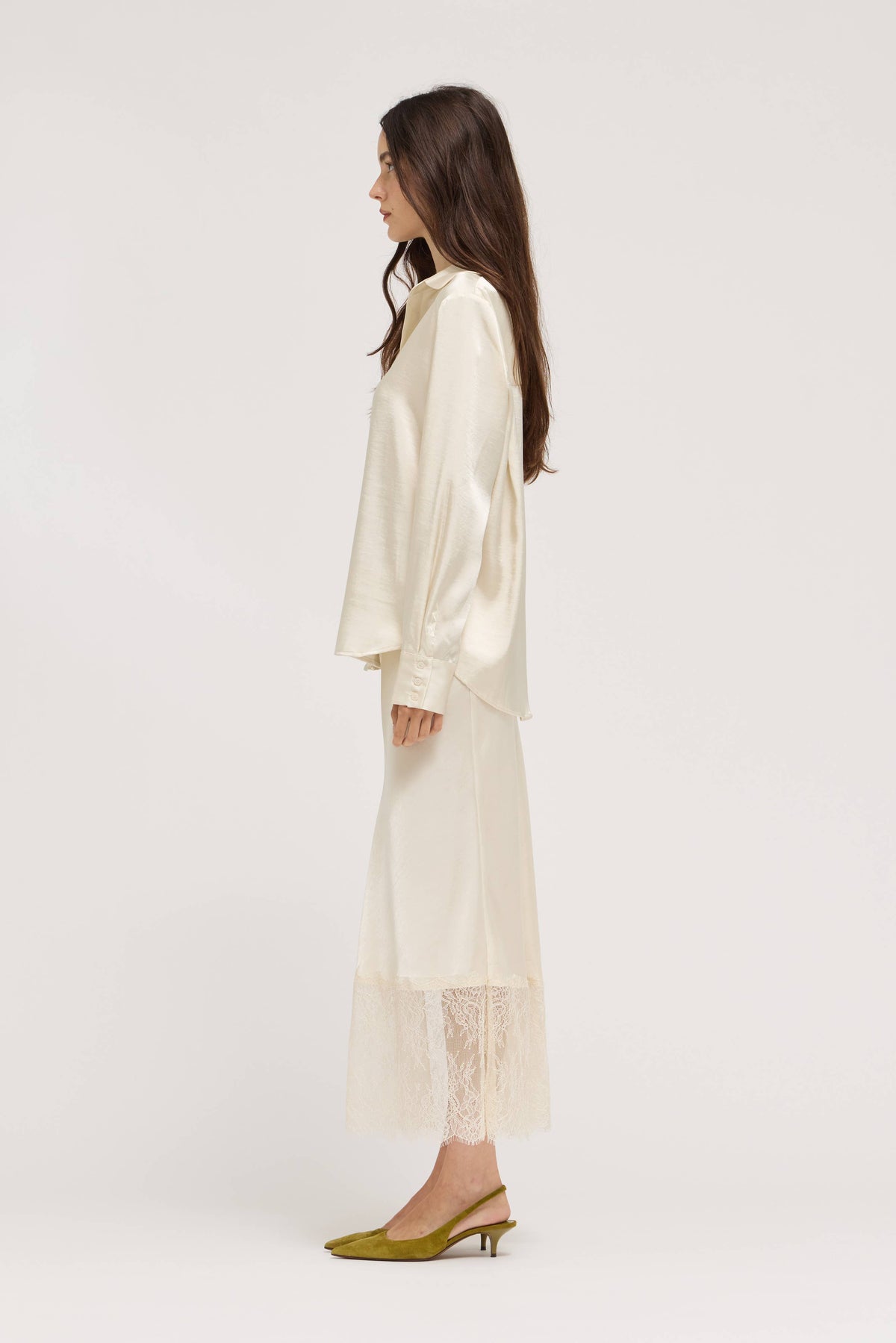 HIDDEN PLACKET SATIN SHIRT