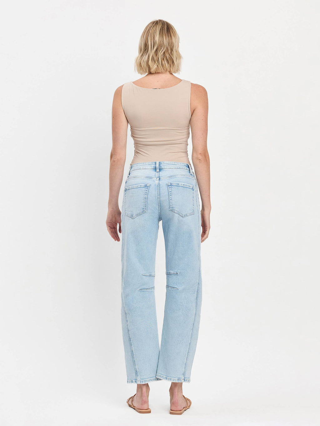 HIGH RISE LIGHT WASH BARREL LEG JEANS