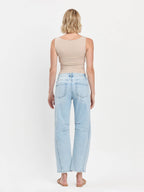 HIGH RISE LIGHT WASH BARREL LEG JEANS