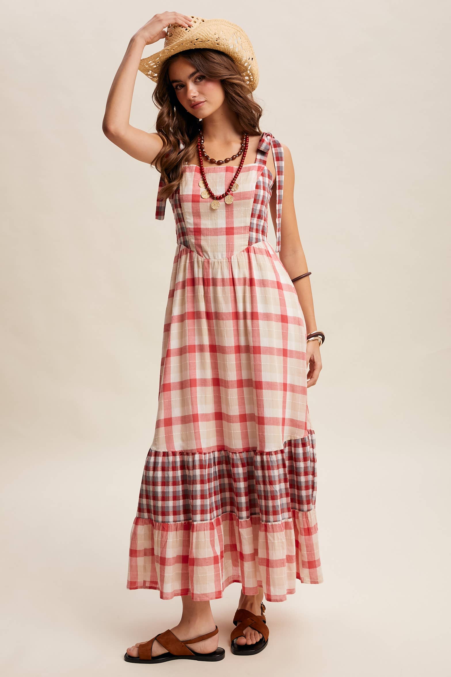 Gingham Tiered Maxi Dress