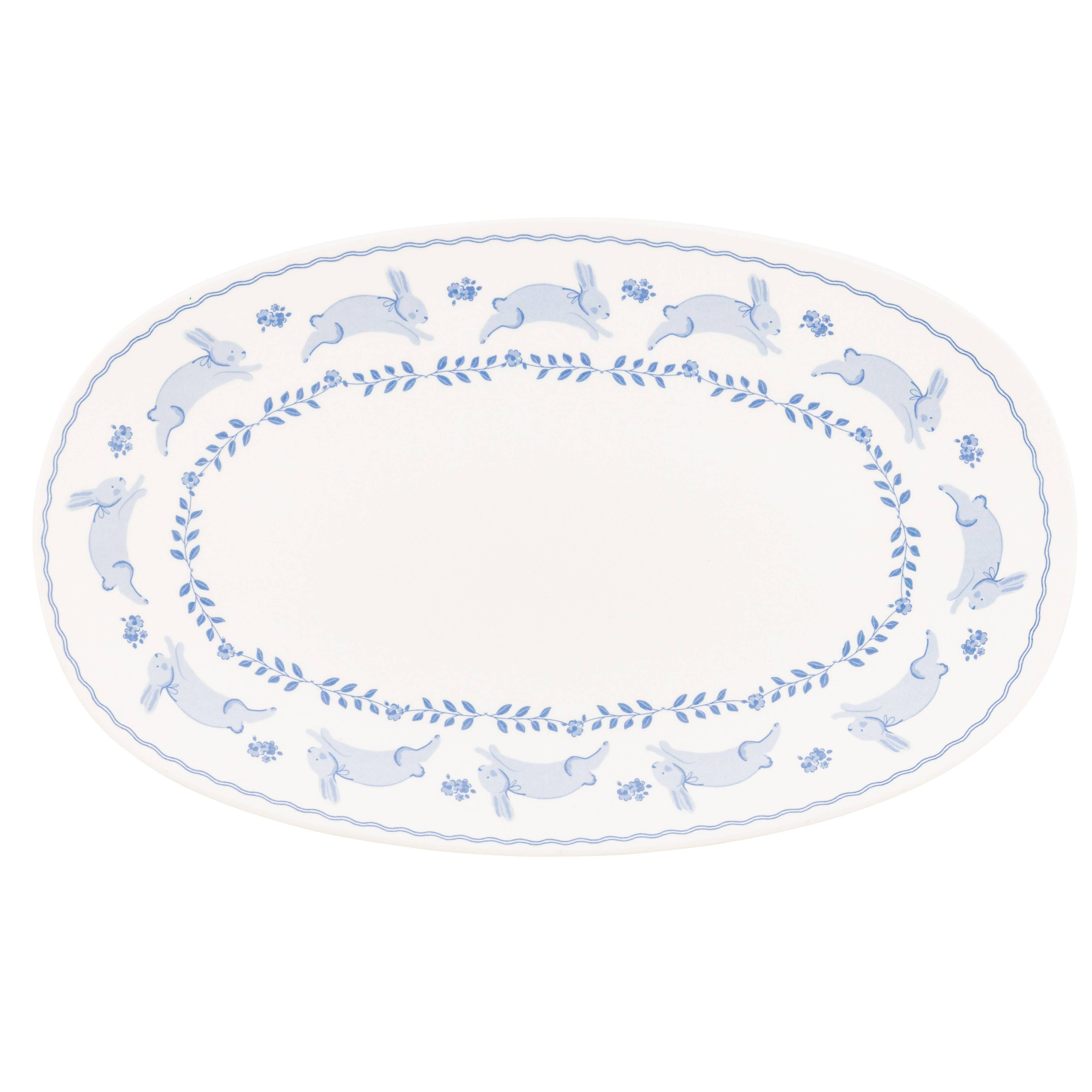 Bunny Oval Bamboo Tray