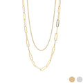 18K Gold Paperclip Layered Chain Necklace