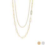 18K Gold Paperclip Layered Chain Necklace