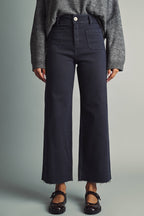 STRAIGHT WIDE LEG PANTS WITH FRONT POCKET