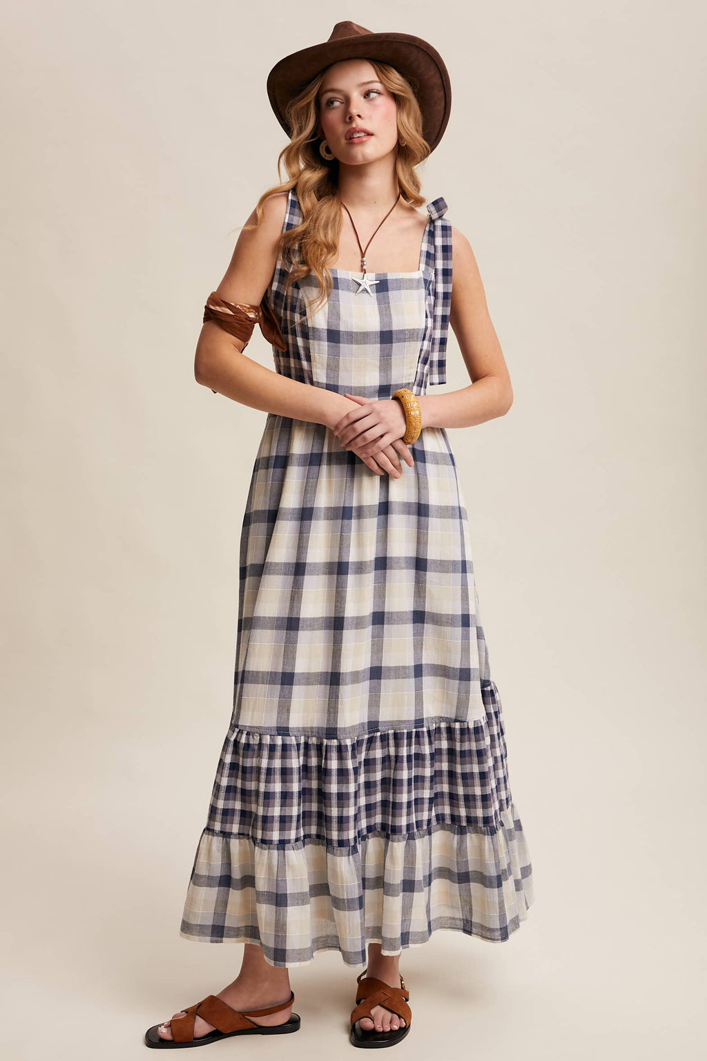 Gingham Tiered Maxi Dress