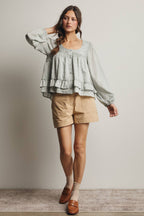 Ruffle Hem Peasant Blouse