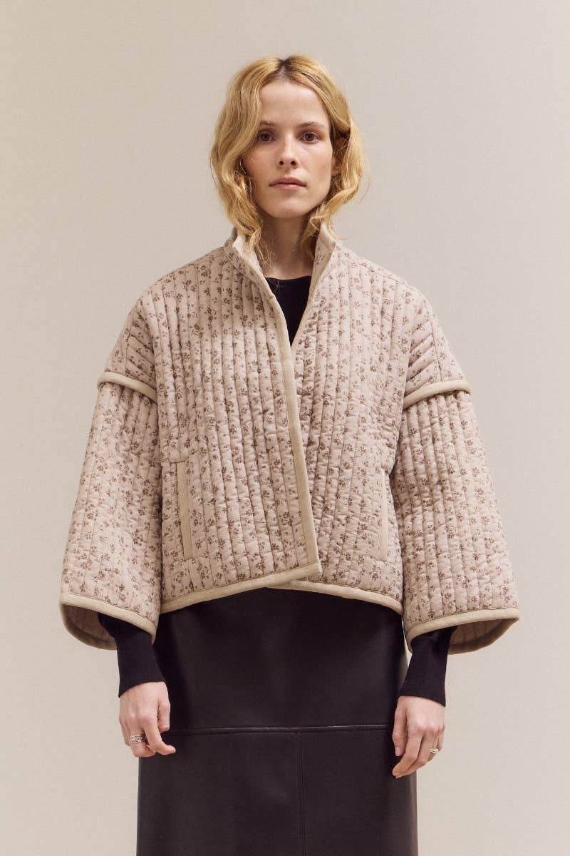 High Neck Collar Quilted Jacket