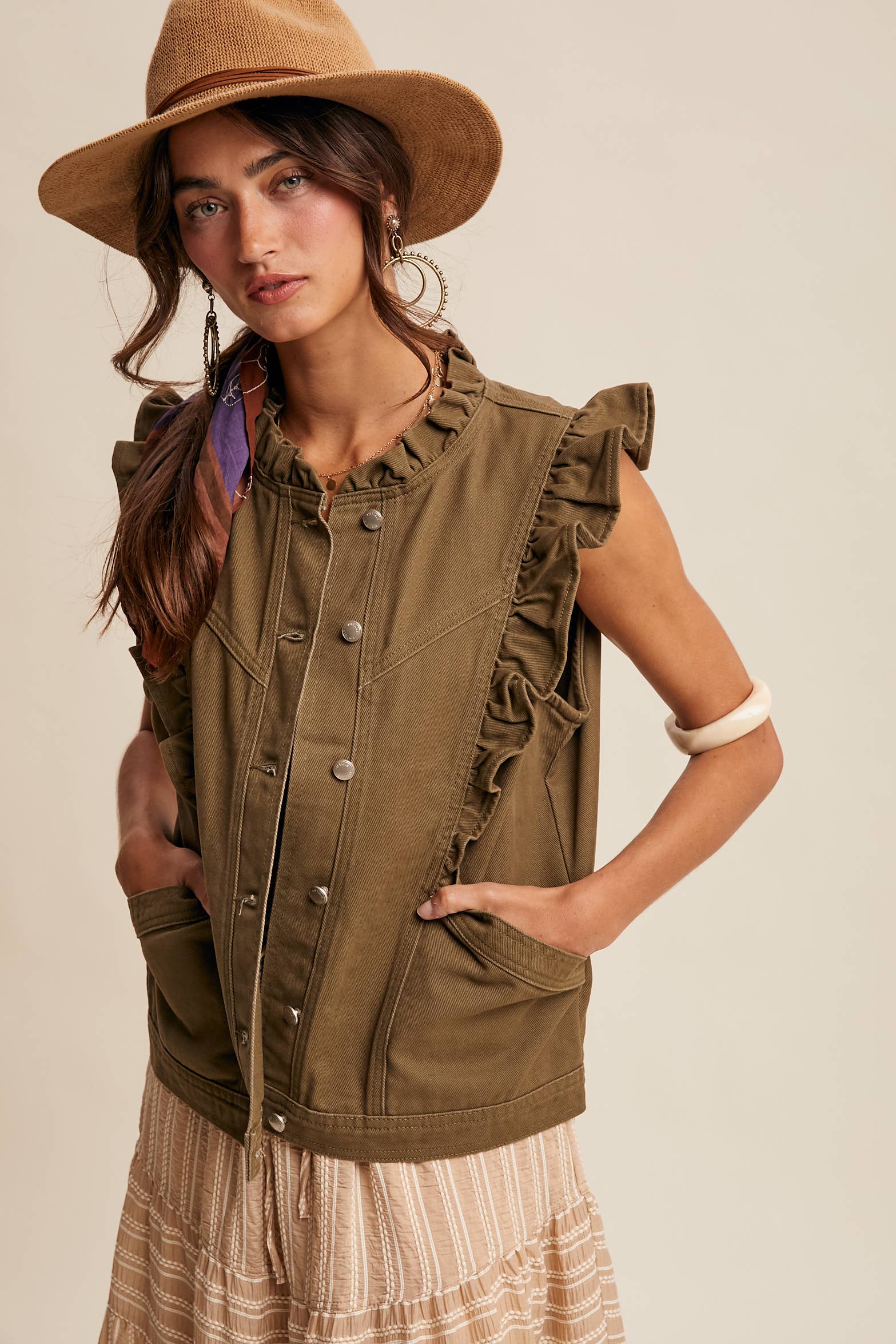 Ruffle Trim Vest