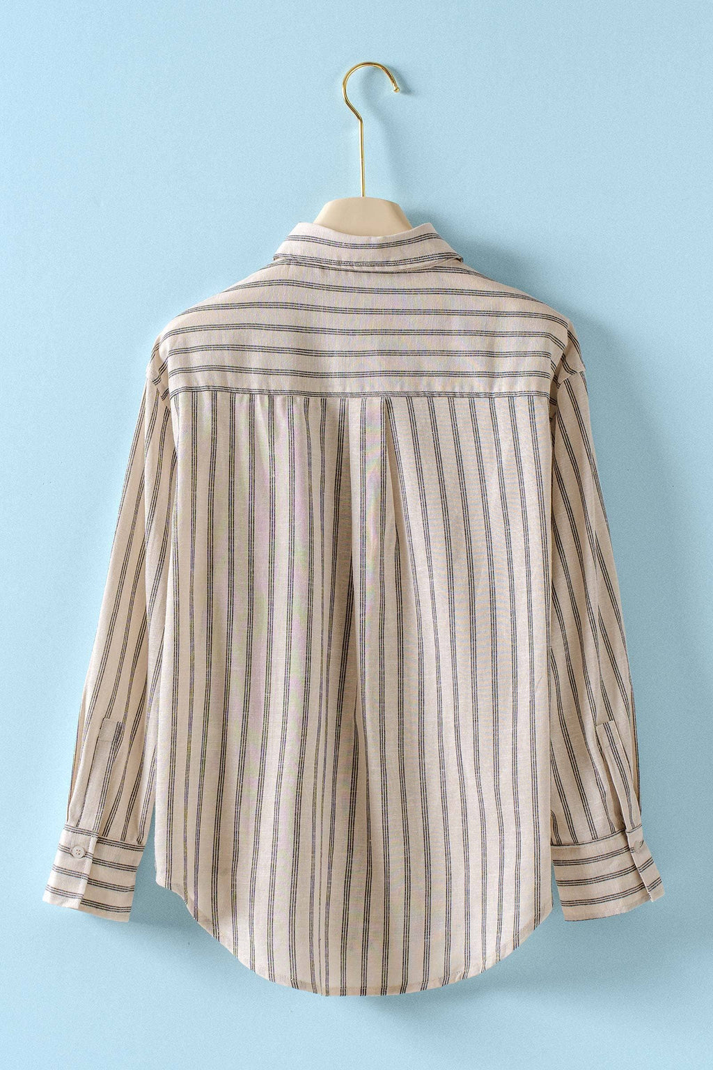 Striped Linen Blend Button Up Shirt