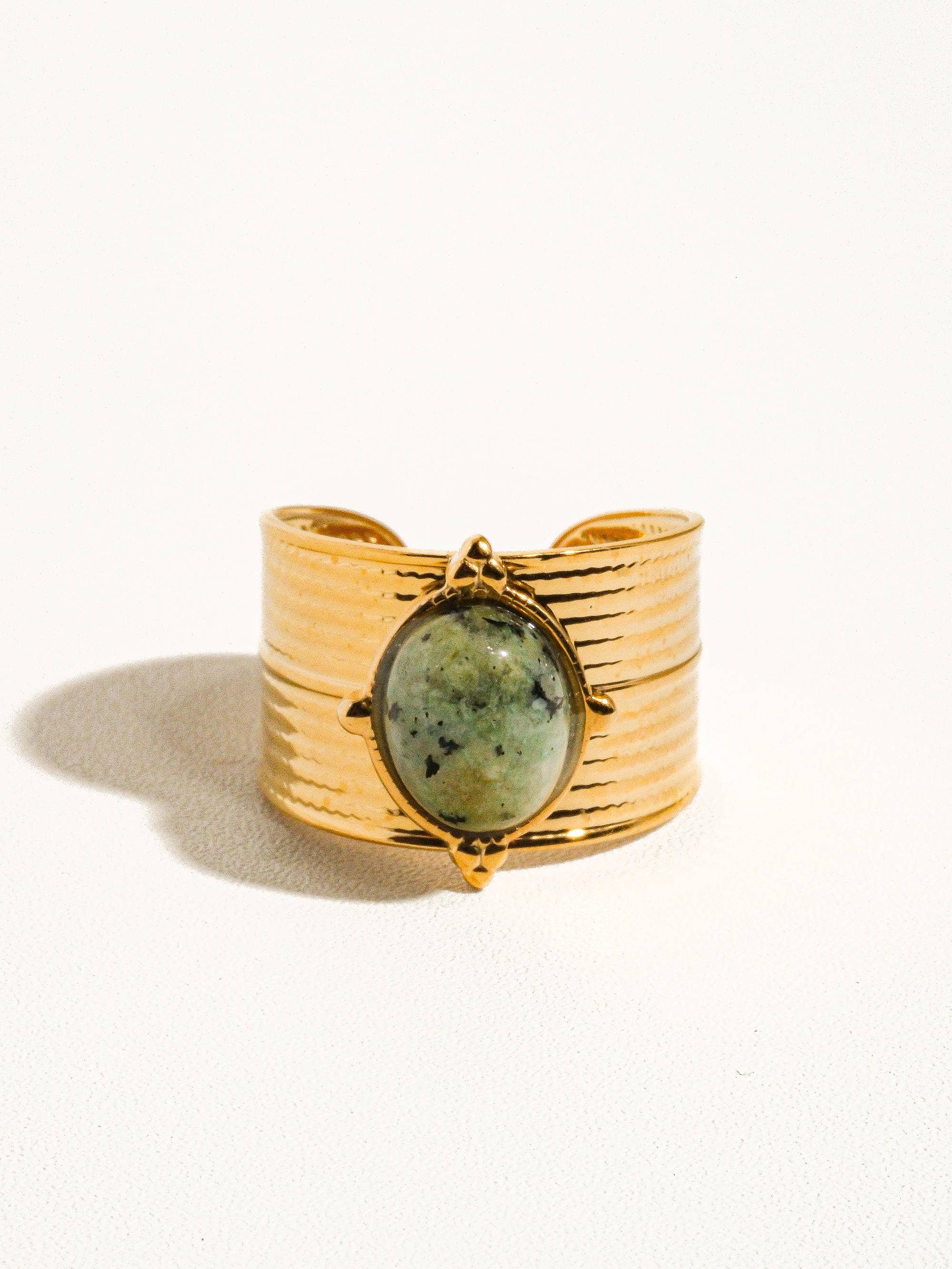 18K Gold Adjustable Stone Ring