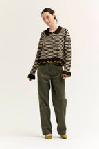 RUFFLE HEM BUTTON DOWN CARDIGAN
