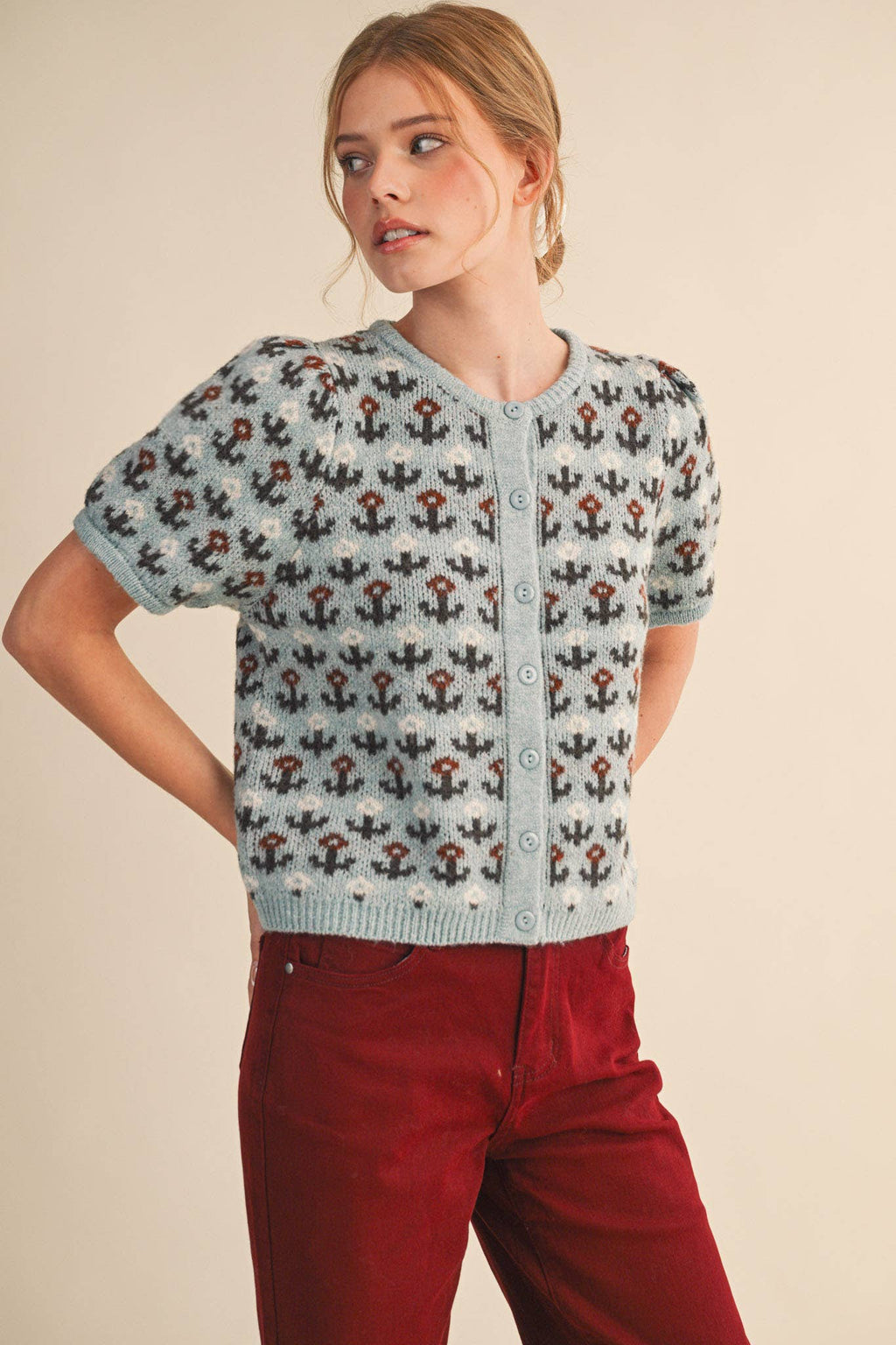 Floral Short Sleeve Cardigan