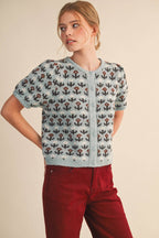 Floral Short Sleeve Cardigan