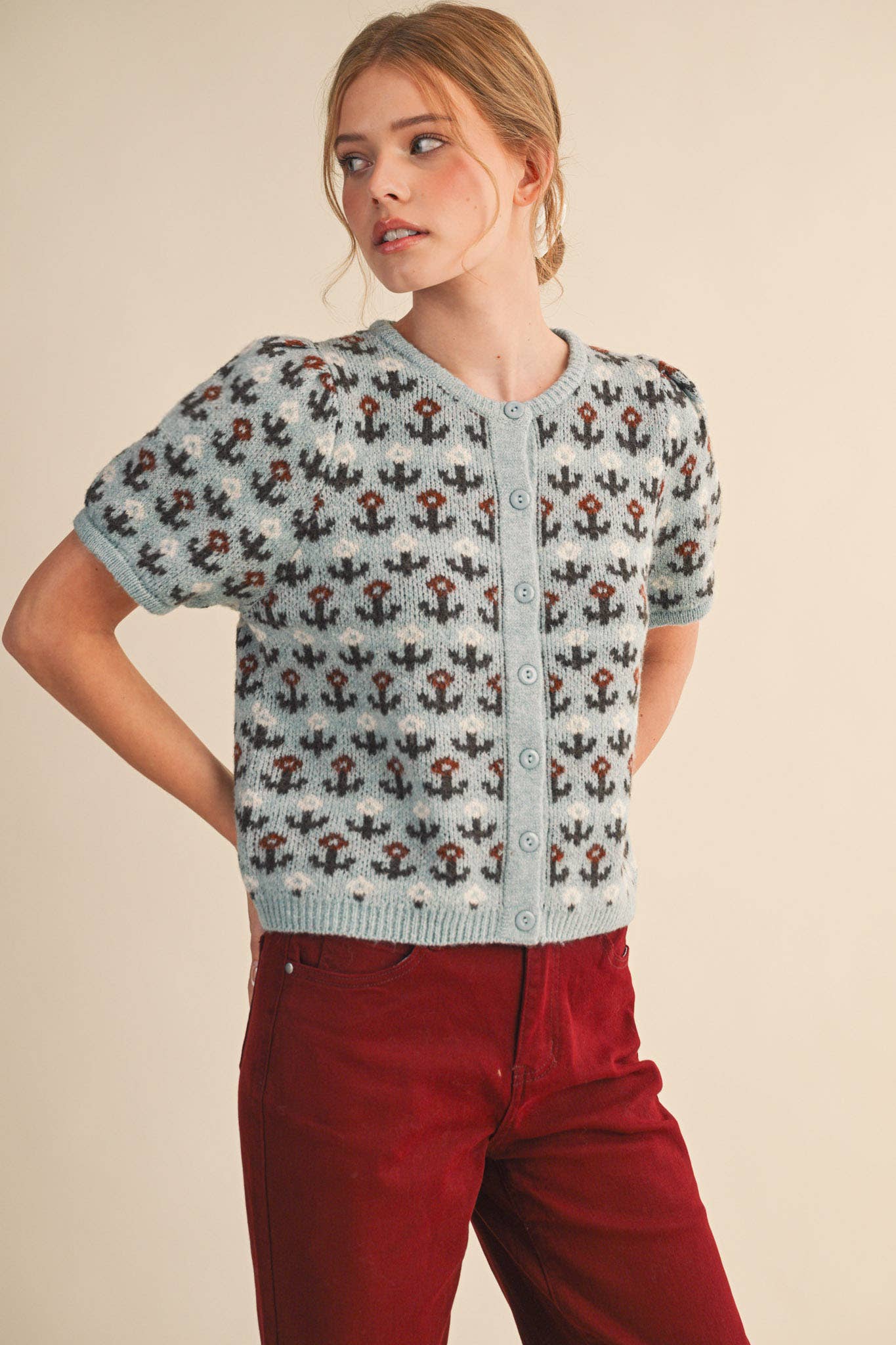 Floral Short Sleeve Cardigan