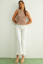 SLEEVELESS WITH ALL OVER SMOCKING TOP