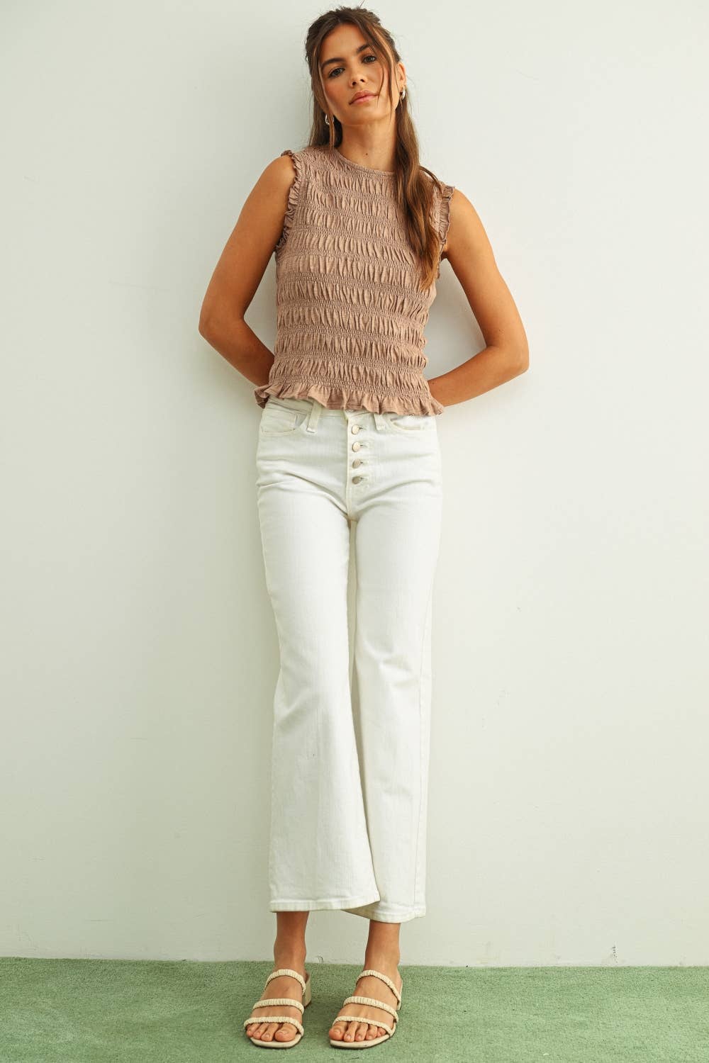 SLEEVELESS WITH ALL OVER SMOCKING TOP