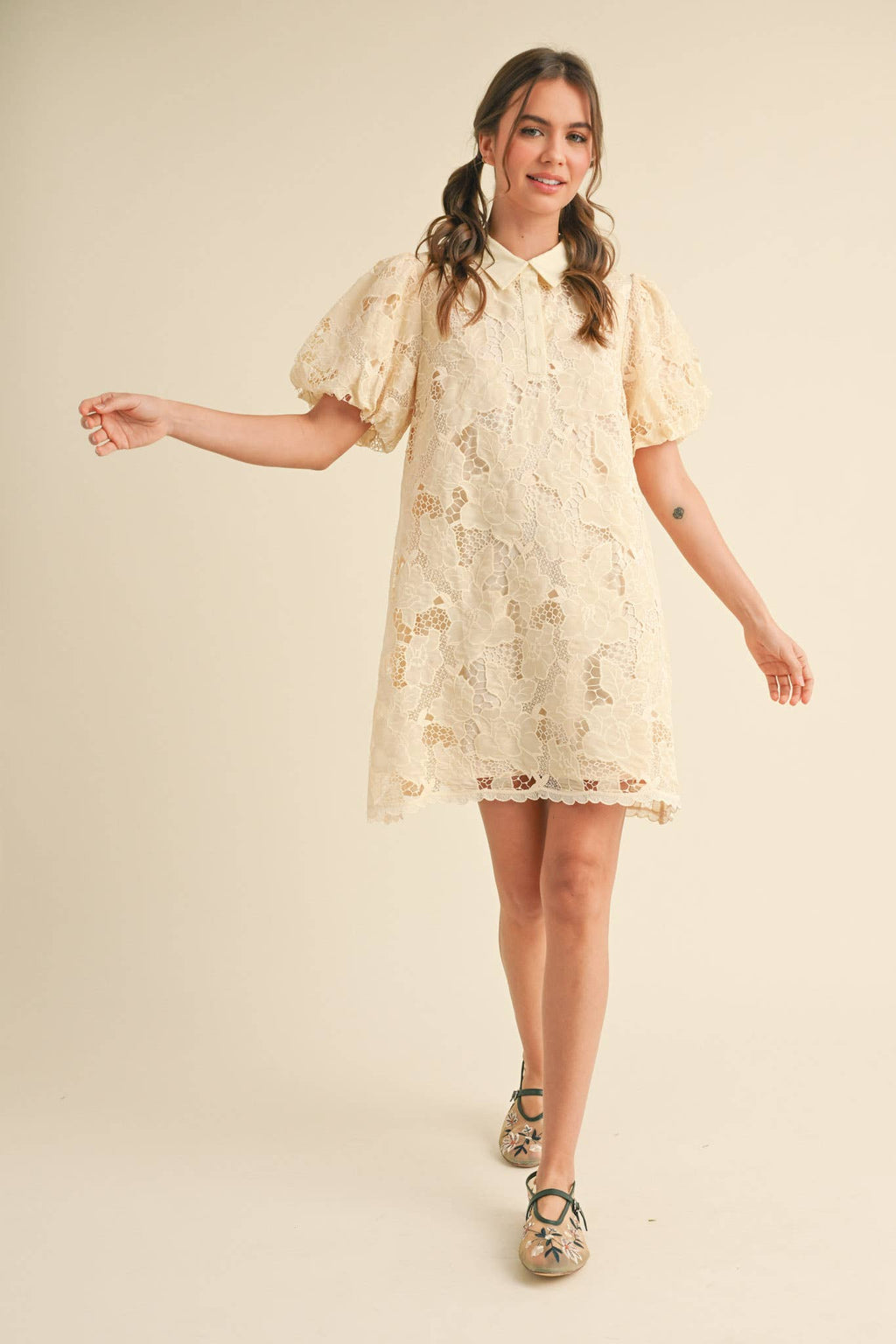 Bubble Sleeved Mini Dress